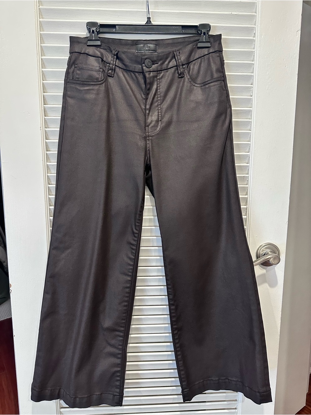 Kut from the Kloth Wide-Leg Coated Jeans in Dark Brown